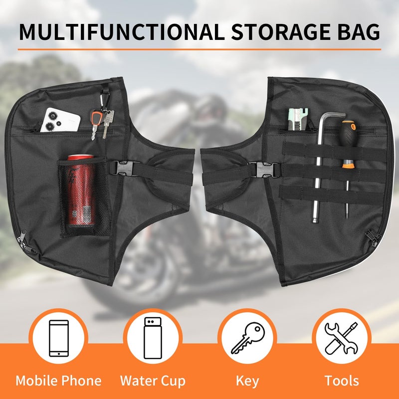 AUFER Motorcycle Highway Crash Bar Cover Soft Lowers Chaps Leg Warmer Bag With Storage Bag Compatible With For Touring Street Glide Road King Road Glide Electra Glide Trike Models 1980-2024 - Image 3